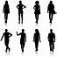 Black Silhouette Group Of People Standing In Various Poses — Stock 