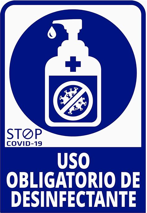 Pegatina Uso Obligatorio De Desinfectante 195 X 29cm Prevención