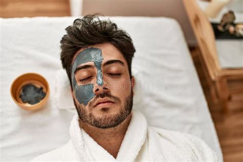 Man Reciving Facial Treatment At Beauty Center Stock Photo Image Of