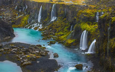 Sigalda Iceland Lekafossar Falls Android Wallpapers For