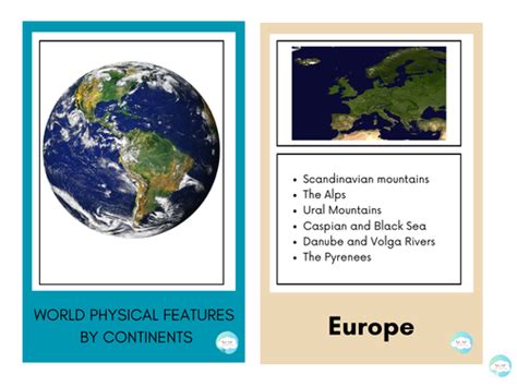 World Physical Features By Continents Fact Cards Teaching Resources