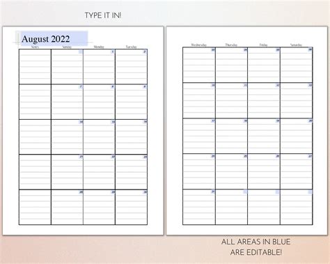 Printable Lined Monthly Calendar Undated Undated Calendar Monthly