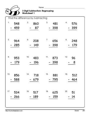 3rd grade math worksheets for children arranged by topic. 3 Digit Subtraction Worksheets-1 | Subtraction worksheets, Teaching subtraction, 3rd grade math ...