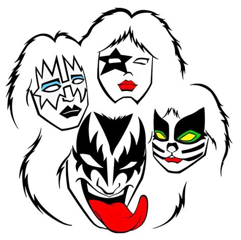 Kiss Rock Band Makeup Gene Simmons Makeup Stencil And Paul Stanley Face