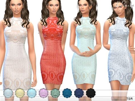Lace Overlay Mini Dress By Ekinege At Tsr Sims 4 Updates Dresses