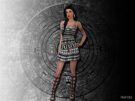 The Sims Resource Aztec Pattern Casual Dress