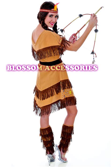 J87 Ladies Pocahontas Native American Indian Wild West Fancy Dress Party Costume Ebay
