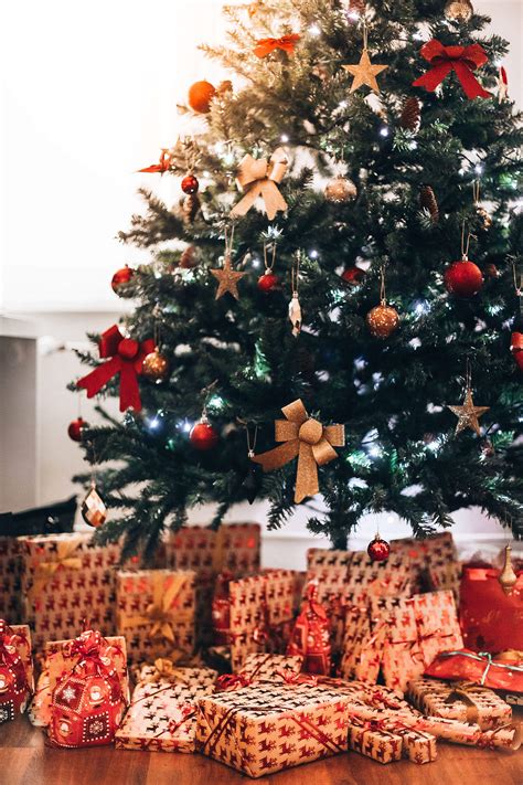 Christmas Tree With Presents Vertical Free Stock Photo Picjumbo