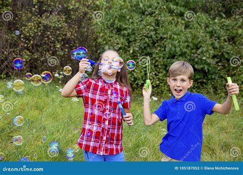 Kids Playing With Bubbles Stock Image Image Of Summer 105187053