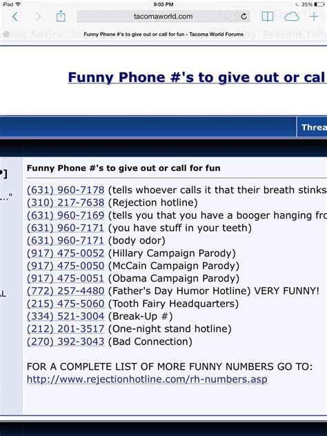 Funny Numbers Funny Numbers To Call Funny Phone Numbers
