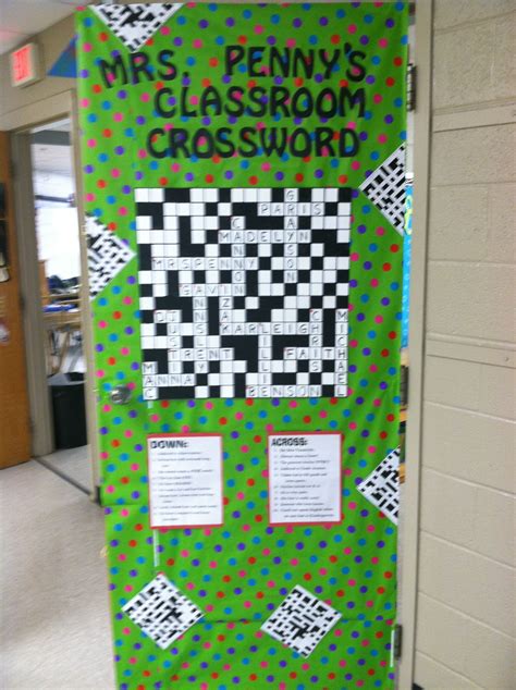 School Classroom Door Decorations Game Theme Crossword With