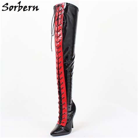 Sorbern Women S Sexy Fetish High Heels Pointed Toe Stiletto Lace Up Gothic Boots Ladies