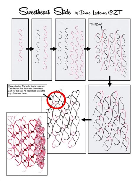 If you've been following the wonderful tanglepatterns.com site, then you probably know that linda has just recently issued a fantastic resource to folks who've made a donation to the site: Zentangle - Time To Tangle: New Pattern - Sweetheart Slide!