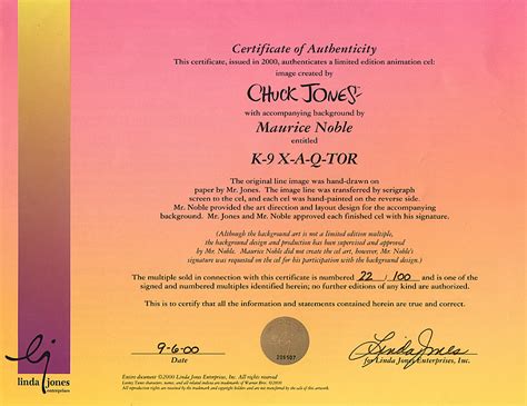 comic mint animation art k 9 x a q tor signed by chuck jones and maurice noble