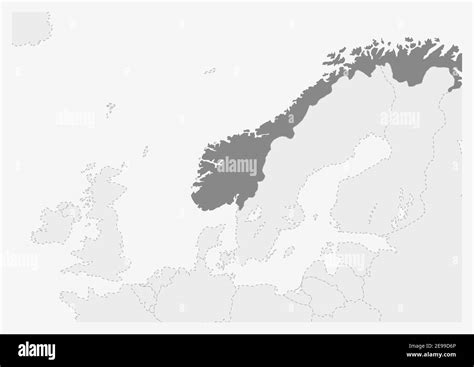 Map Of Europe With Highlighted Norway Map Gray Map Of Norway With