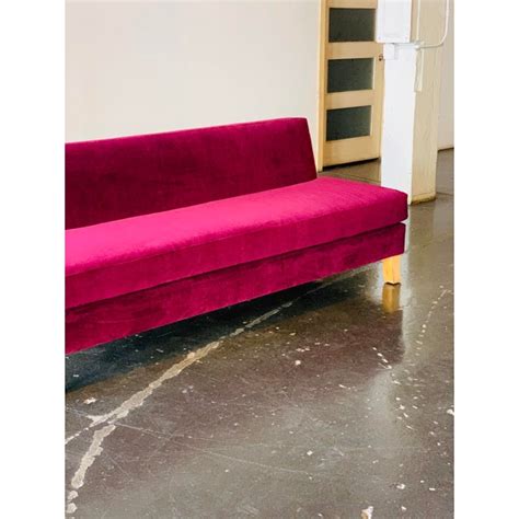 Modern Raspberry Velvet Armless Sofa By Reitter Design Studio Chairish