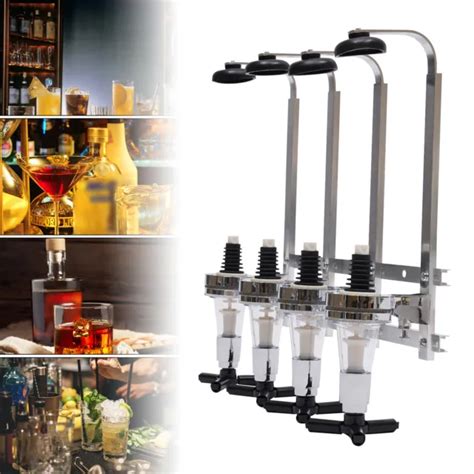 4 Bottle Alcohol Liquor Dispenser Stand Wall Mounted Drink Beer Wine