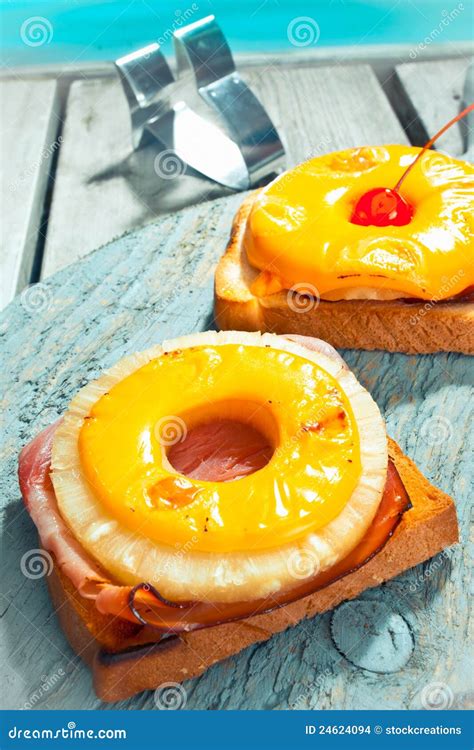 Exotic Open Ham And Pineapple Sandwich Stock Photo Image Of Tropical