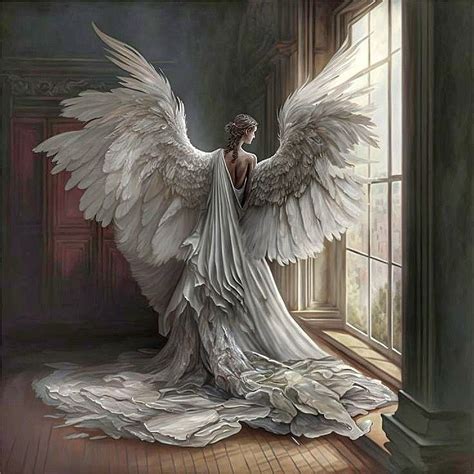 An Angel Standing In Front Of A Window