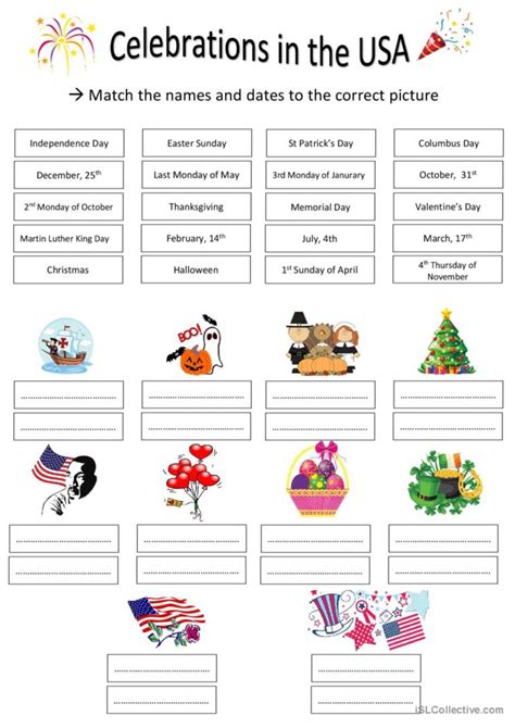 Celebrations In The Usa English Esl Worksheets Pdf And Doc