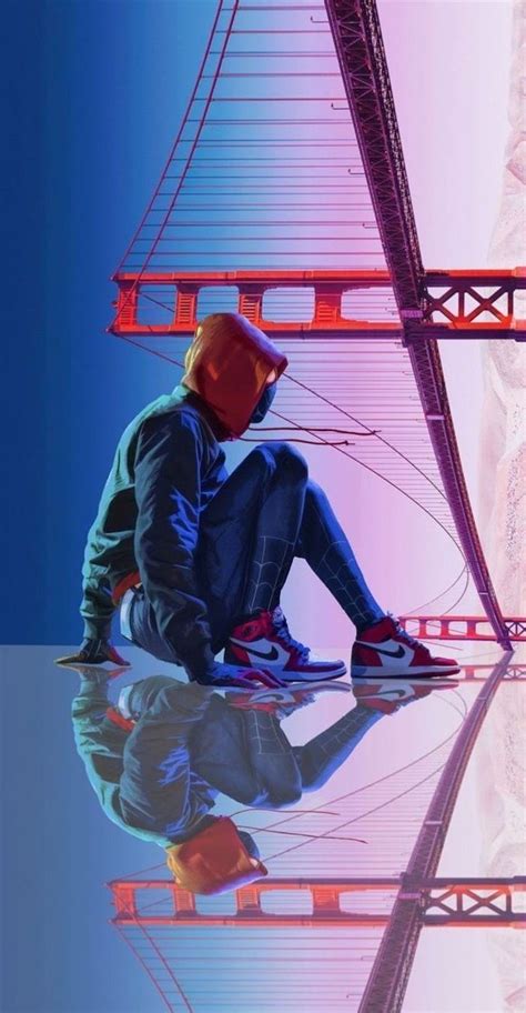 Digital Drawing Of Spider Man Wearing Nike Air Force 1 Golden Gate