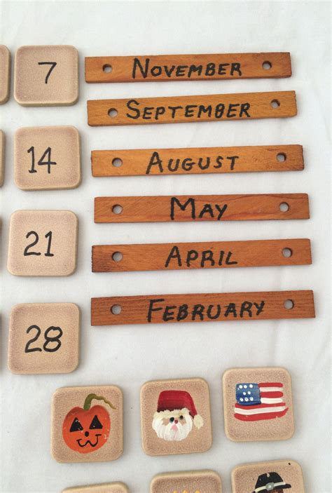 Vintage Ceramic Tile Calendar Pieces Repurposing Number Tiles Arts And