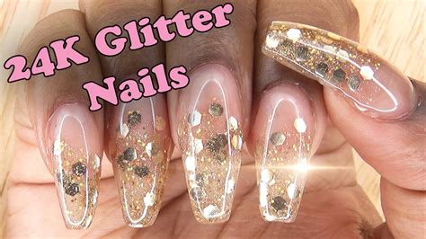 24k Glitter Nails Acrylic Nails Longhairprettynails