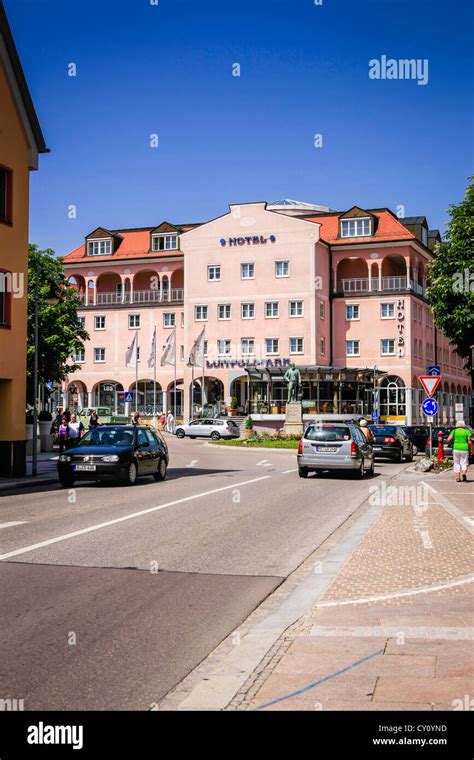 The Pink Luitpoldpark Hotel In Fussen Germany Stock Photo Alamy