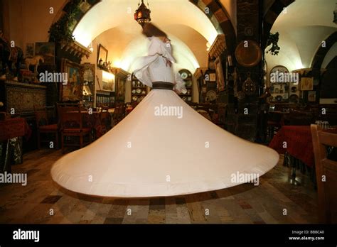 Sufi Dancer Or Whirling Dervish At A Traditional Restaurant Damascus