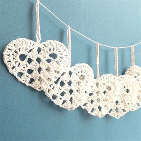 White Lace Hearts Decorations Wedding Decorations Crochet Hearts White