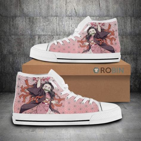 Nezuko Demon Slayer Anime Pattern Canvas High Top Shoes Robinplacefabrics