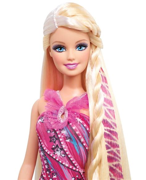 A Barbie Doll With Long Blonde Hair And Blue Eyes Wearing A Pink Dress