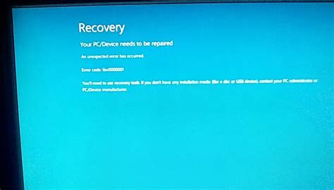 Windows 10 Recovery Your Pcdevice Needs To Be Repaired Error Code