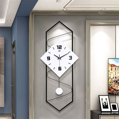 Yjtzb Modern Wall Clock With Pendulum Solid Wood Large Knob Living