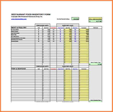5 Restaurant Inventory Spreadsheet Download Excel