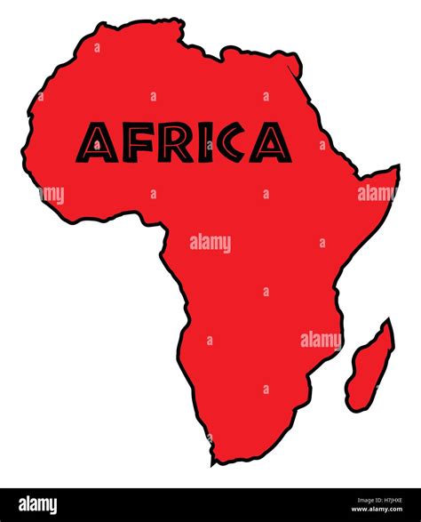 Red Silhouette Outline Map Of Africa Over A White Background Stock