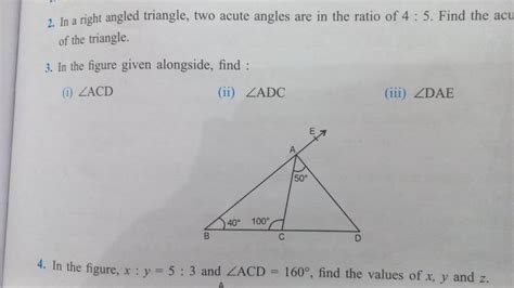 In A Right Angled Triangle Two Acute Angles Are In The Ratio Of