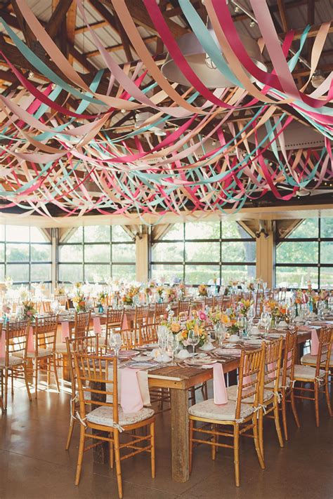 Decorating the ceiling can render a fairy tale appeal to your reception party. Whimsical Audubon Pavilion Reception