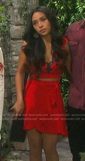 Wornontv Haleys Red Ruffled Wrap Top And Skirt On Days Of Our Lives