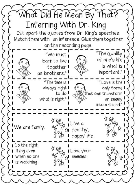Martin Luther King Jr Day Worksheets Printable And Enjoyable Learning