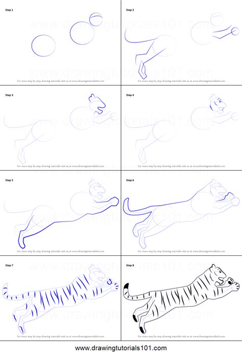 Look at these great step by step pictures! How to Draw a Tiger for Kids printable step by step ...