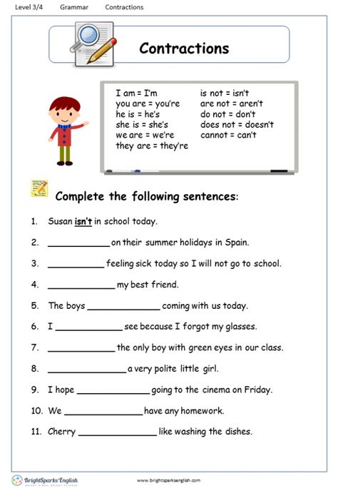 Worksheets On Contractions