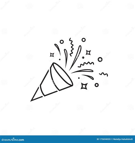 Confetti Popper Line Icon Vector Filled Flat Sign Solid Pictogram