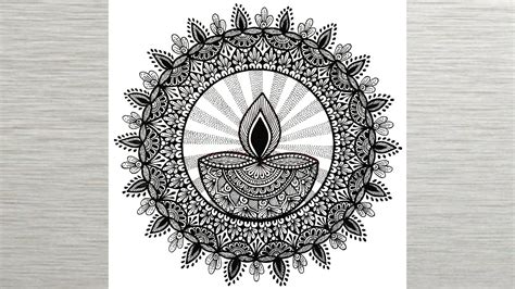 How To Draw Mandala Art With Diya Diya Mandala Step By Step