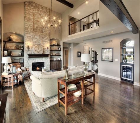 A large open plan living room connecting to the dining and kitchen. Fireplaces, Balconies and Built ins on Pinterest