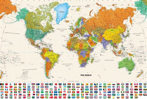 High Resolution Political Map Of The World With Countries Labeled In