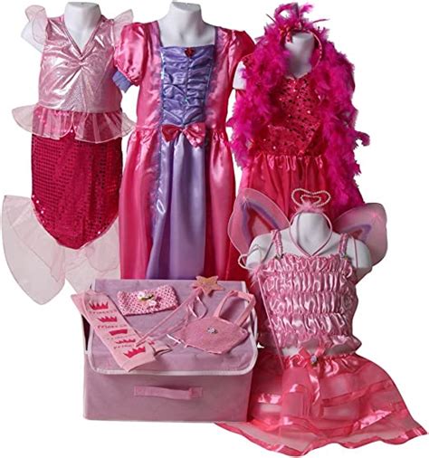 Girls Pretty Pink Princess Dress Up Basic Trunk Rapunzel And Sequin