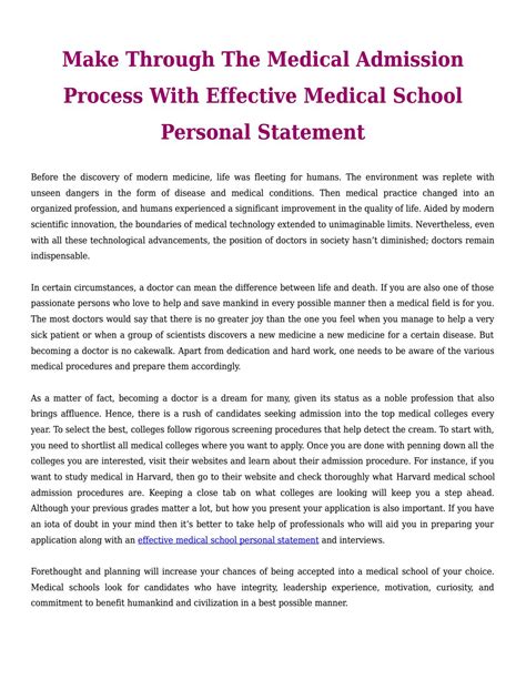 😝 Medical School Application Personal Statement Medical School