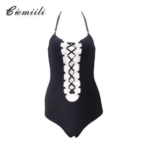 Ciemiili Black Summer Sexy Hollow Out Bodysuit 2018 Fashion Spaghetti