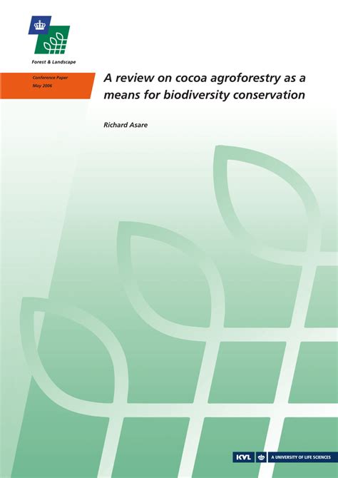 Pdf A Review On Cocoa Agroforestry As A Means For Biodiversity